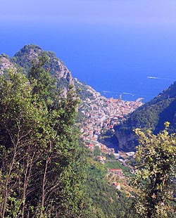 view of amalfi from cliffs