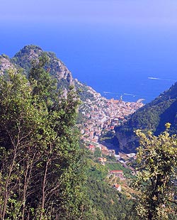 View of Amalfi from cliffs