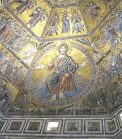 Gold Mosaic in the Baptistry Florence featuring Christ the Judge.